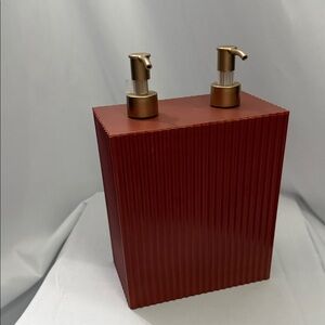 Modern Maroon and Gold Soap Dispenser Set